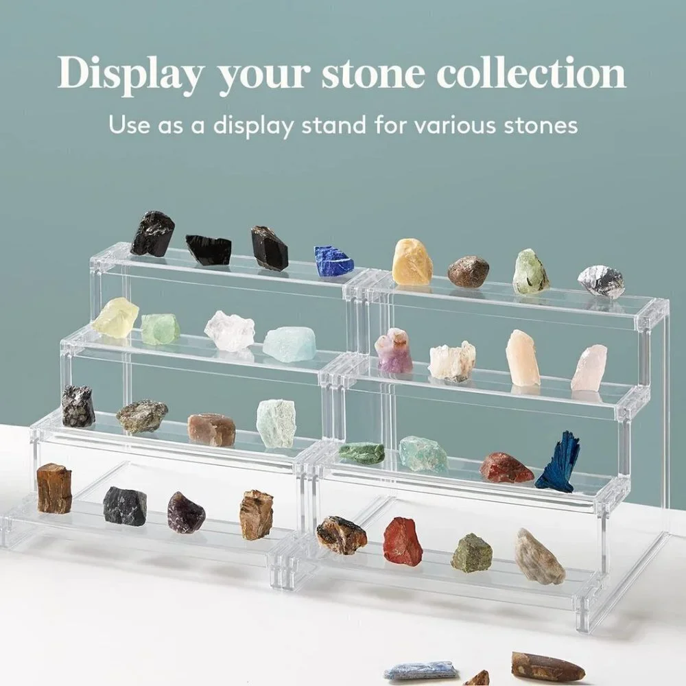 4 Tier Clear Display Risers Stand, Plastic Organizers for Figures - 9inch_1 pack